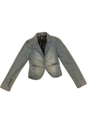Eckored Women’s Denim Blazer Jacket - Fitted Single-Button Blazer